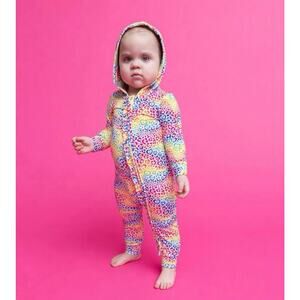 Posh Peanut Lisa Frank Rainbow Leopard Bamboo Hooded Romoer Size 12-18mo